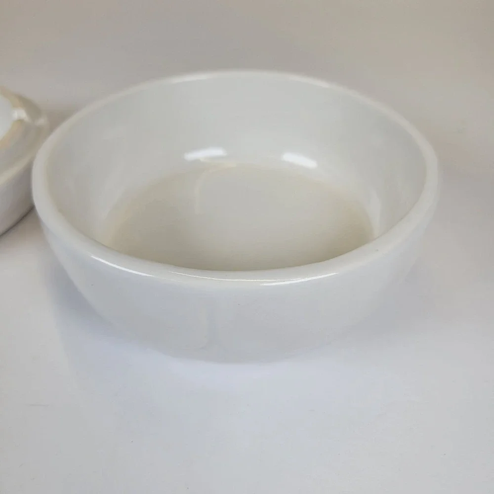 Vtg‎ Federalist White Ceramic Lidded Trinket Dish Ashtray Blue Floral Round 5